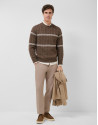 Mink brown pheasant eye chino trousers - Man | Roberto Verino