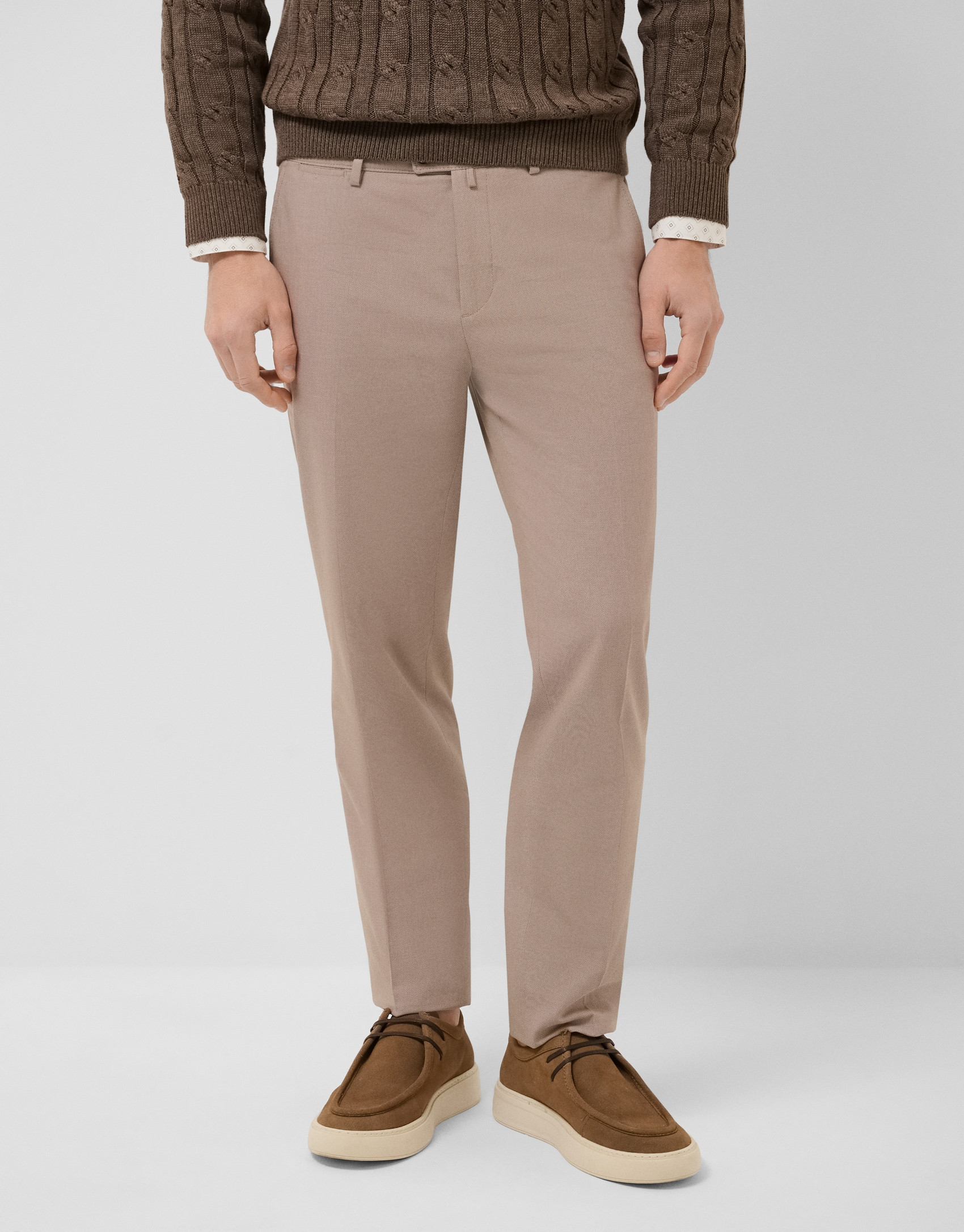 Pantalón chino ojo de perdiz visón - Hombre | Roberto Verino