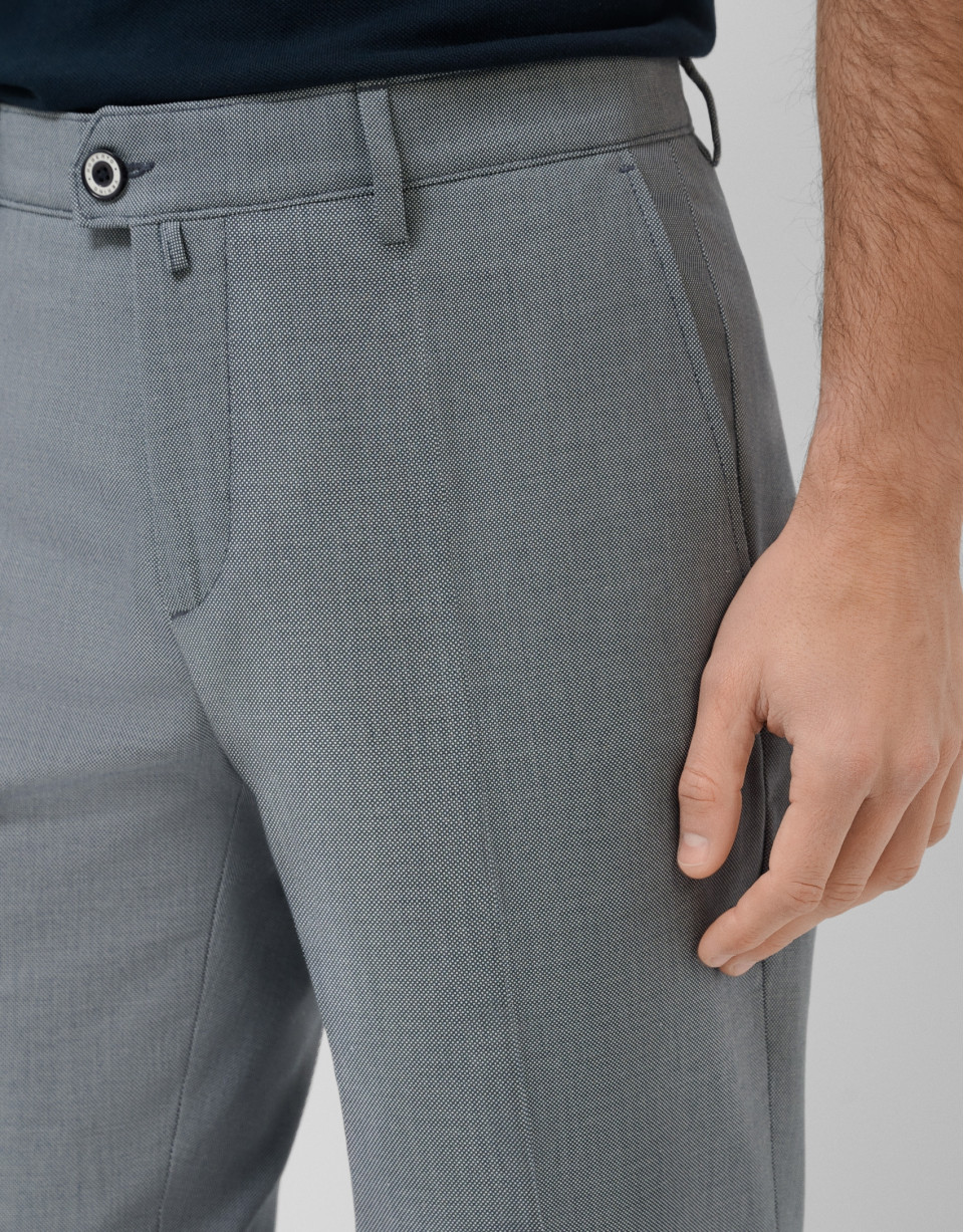 Pantalón chino ojo de perdiz marino - Hombre | Roberto Verino