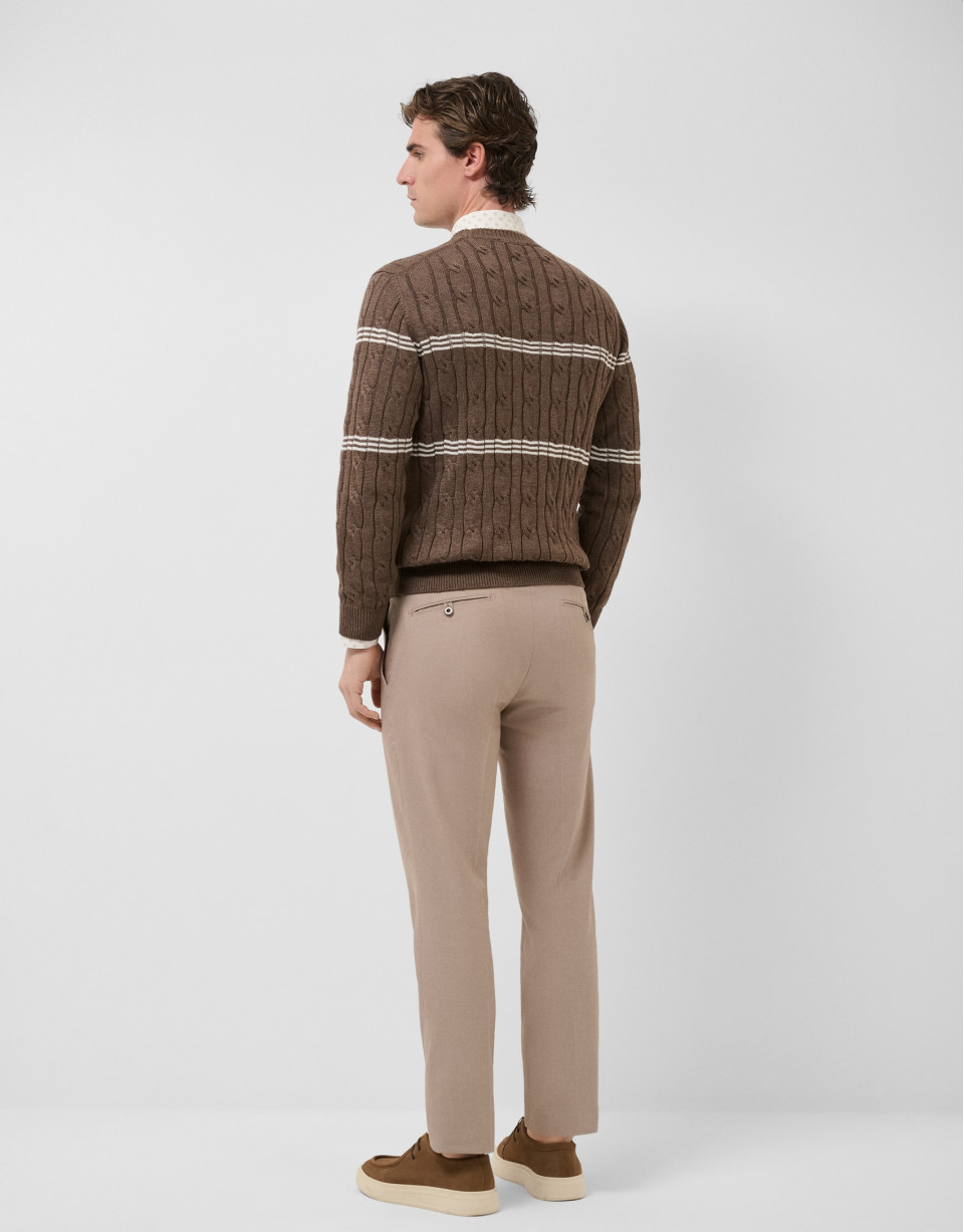 Mink brown pheasant eye chino trousers - Man | Roberto Verino