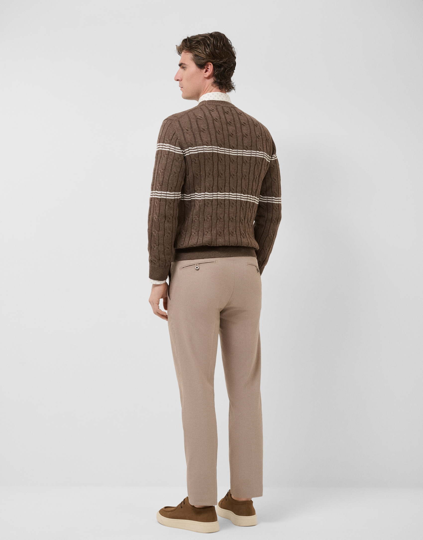 Pantalón chino ojo de perdiz visón - Hombre | Roberto Verino
