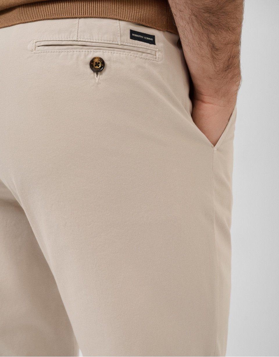 Beige dyed chino trousers - Man - SS2026 | Roberto Verino