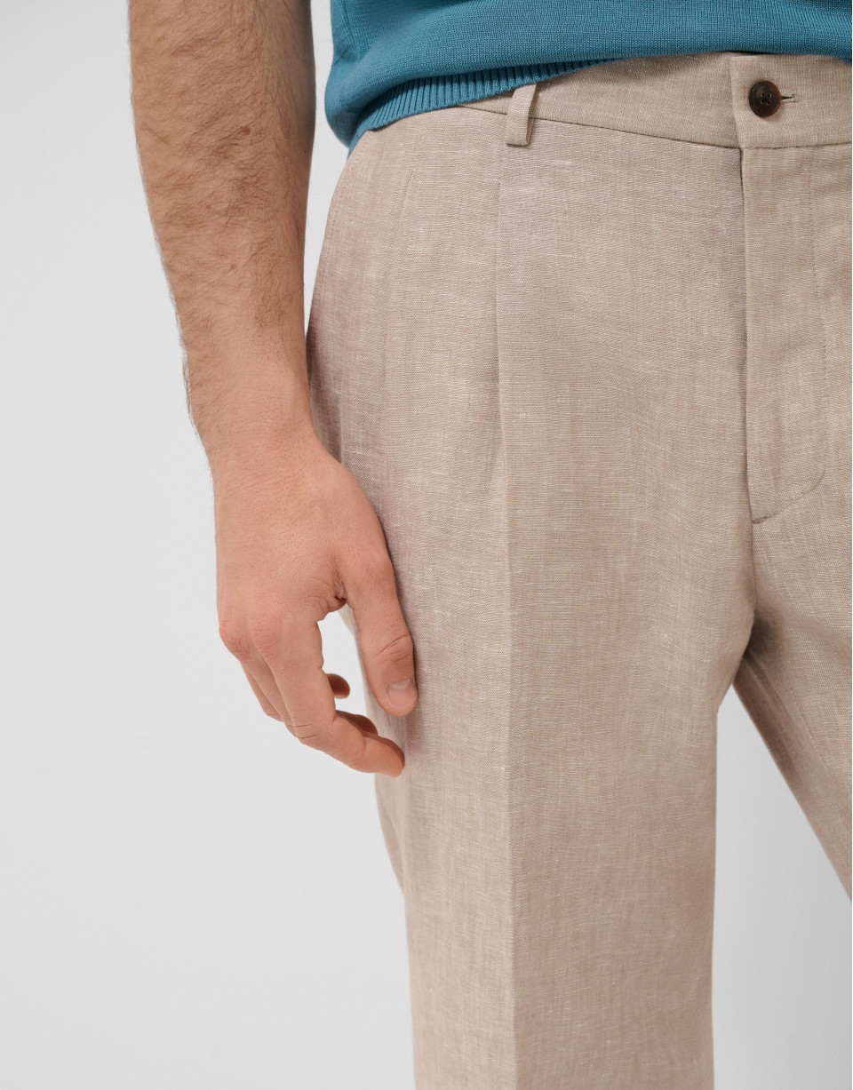 Beige linen trousers - Man - SS2026 | Roberto Verino