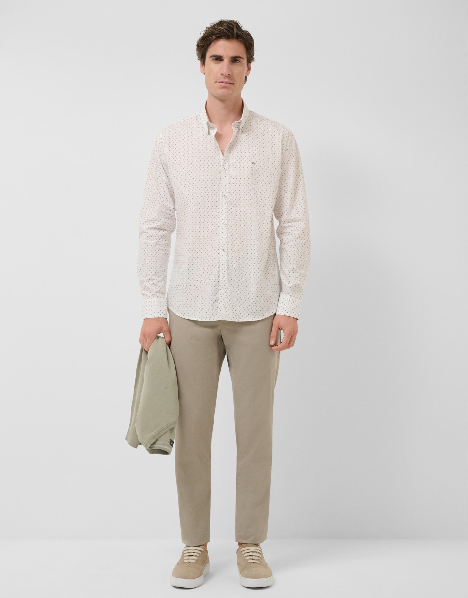 Regular fit khaki geometric print casual shirt | Roberto Verino