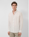 Camisa sport regular estampado geométrico caqui | Roberto Verino