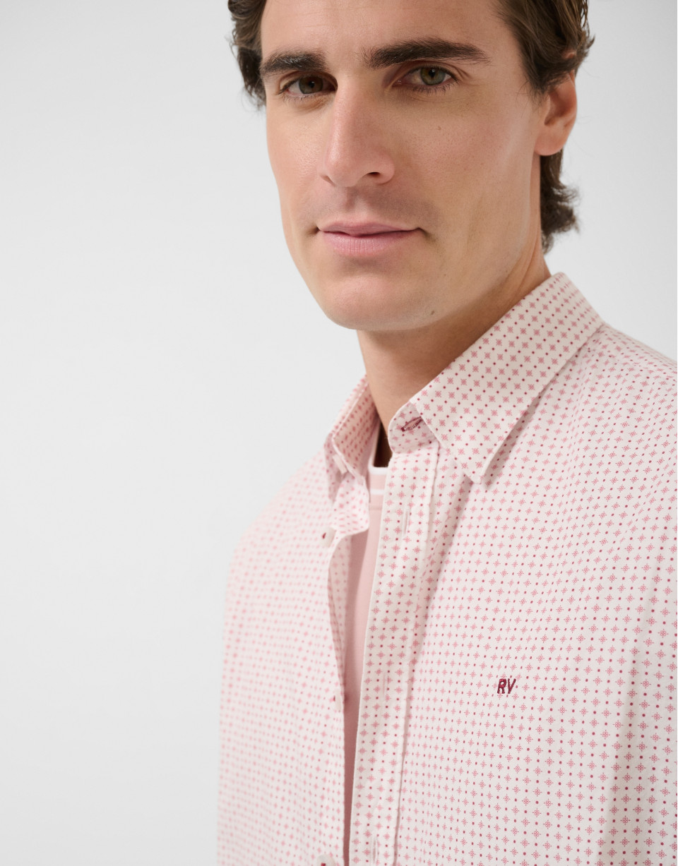 Regular fit sports shirt with red floral ... | Roberto Verino