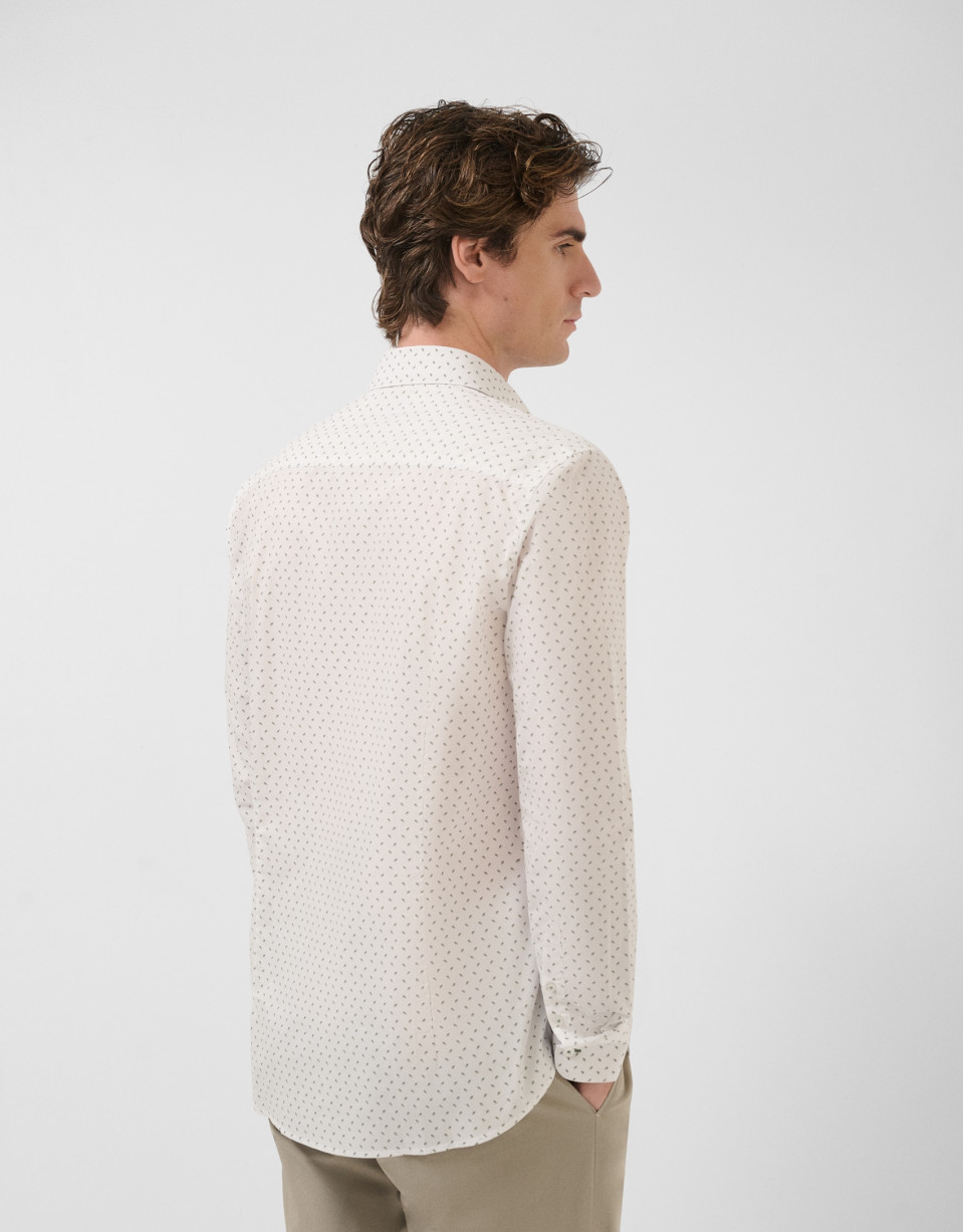Camisa sport regular estampado geométrico caqui | Roberto Verino