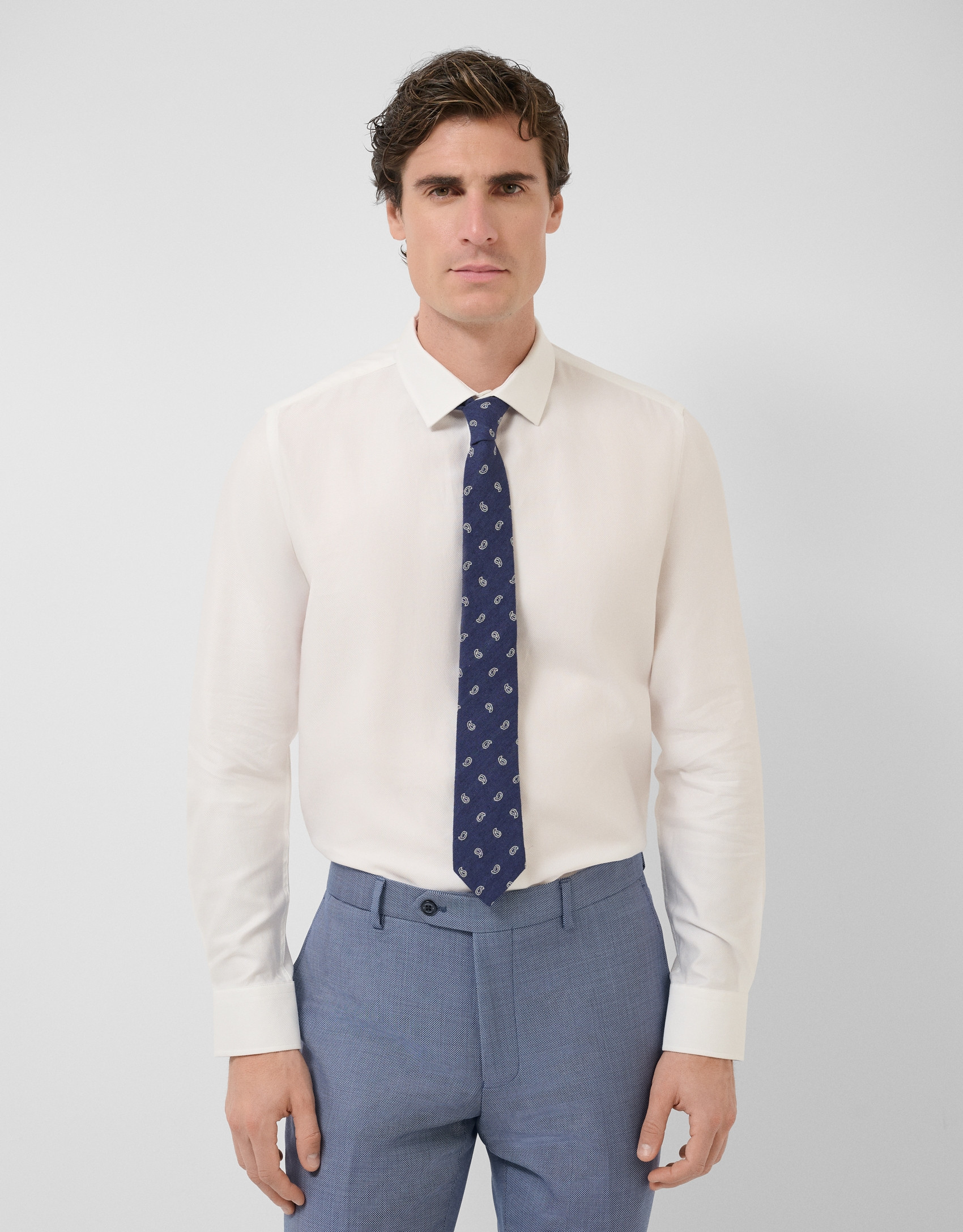 Camisa vestir microestructura blanca - Hombre | Roberto Verino