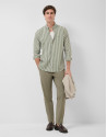 Camisa sport regular rayas blanco y caqui | Roberto Verino