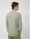 Camisa sport regular rayas blanco y caqui | Roberto Verino