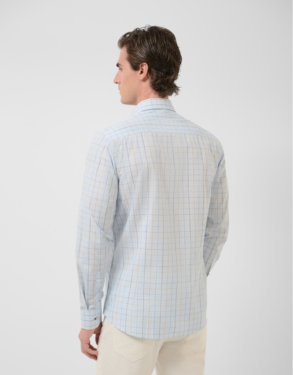 Camisa sport regular cuadros celestes con ... | Roberto Verino