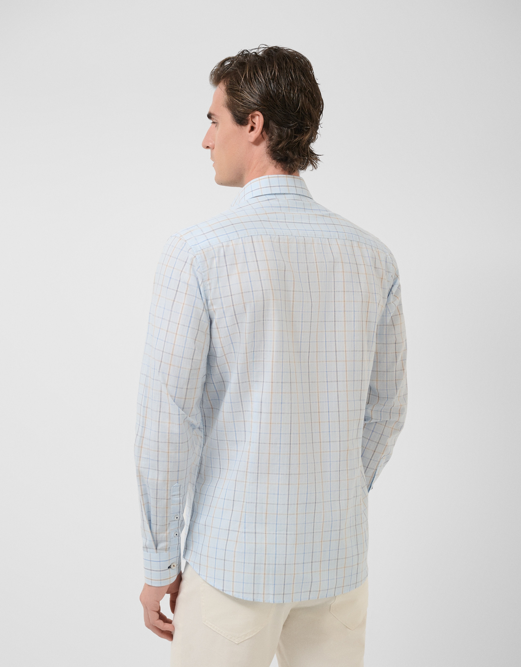 Camisa sport regular cuadros celestes con ... | Roberto Verino
