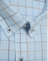 Regular fit light blue checked shirt with ... | Roberto Verino