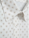 Slim-fit white shirt with brown geometric print | Roberto Verino