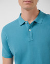 Blue-green short-sleeved piqué polo shirt | Roberto Verino