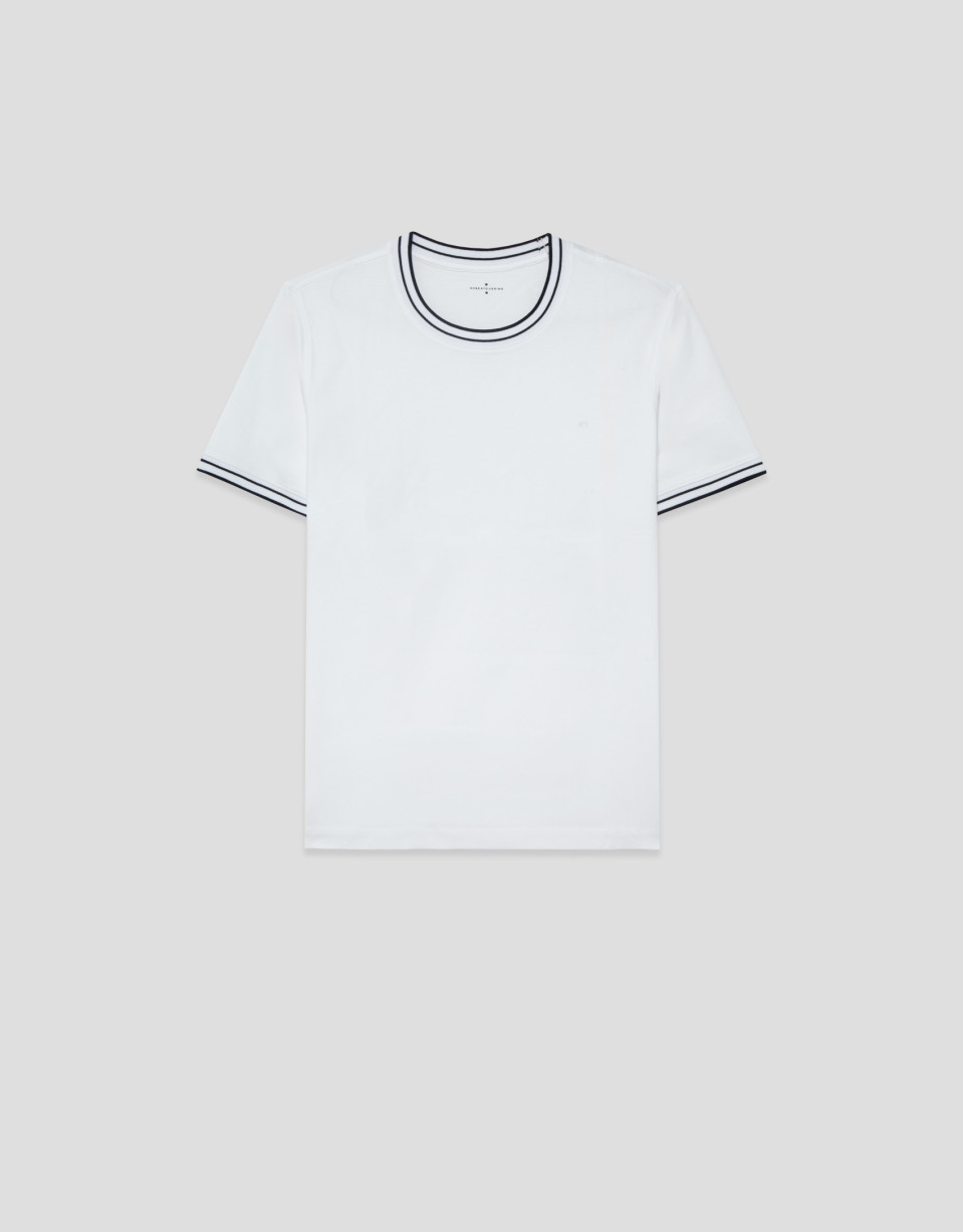 Camiseta manga corta mercerizado blanco rib ... | Roberto Verino