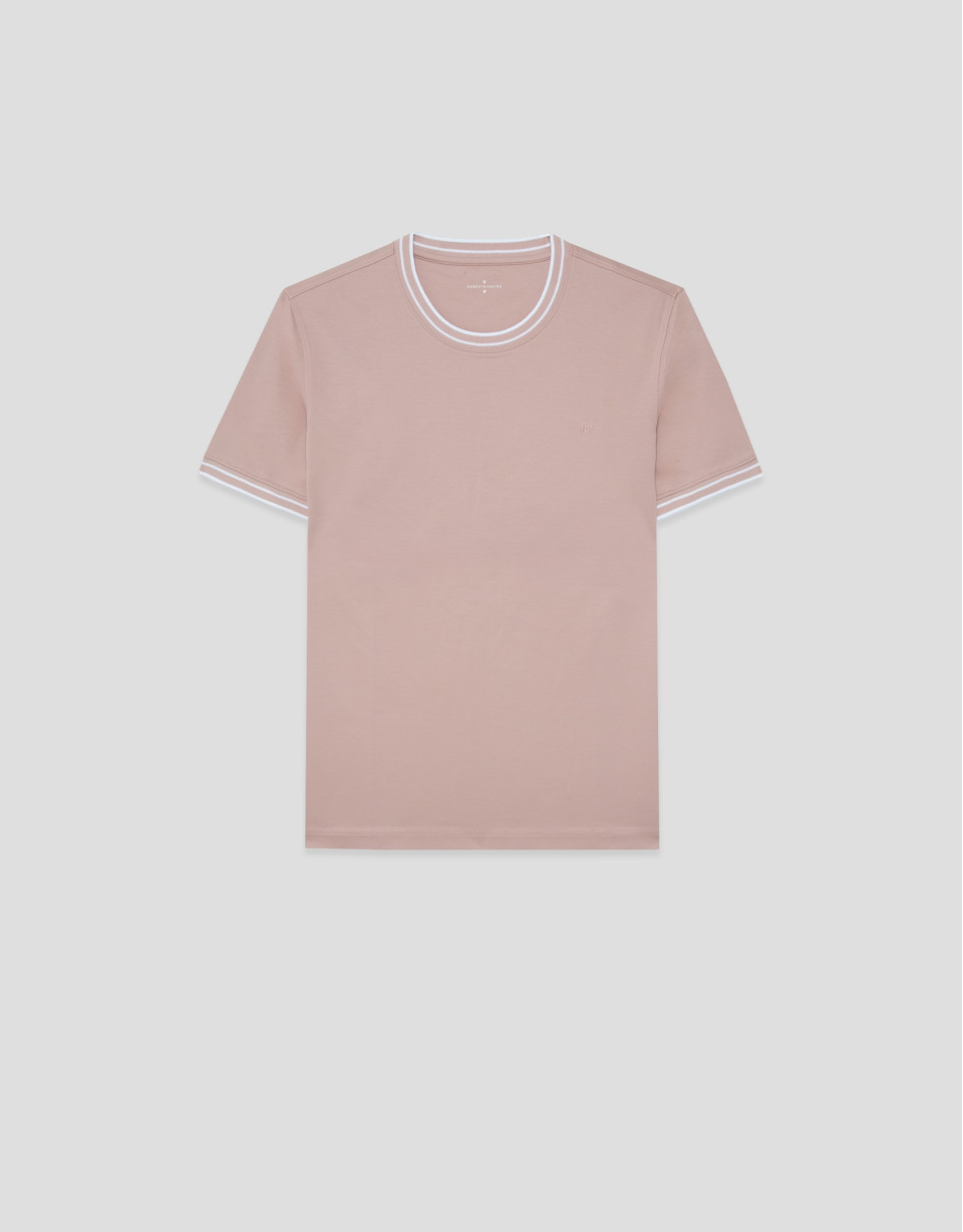 Pink mercerised short-sleeved T-shirt - Man | Roberto Verino