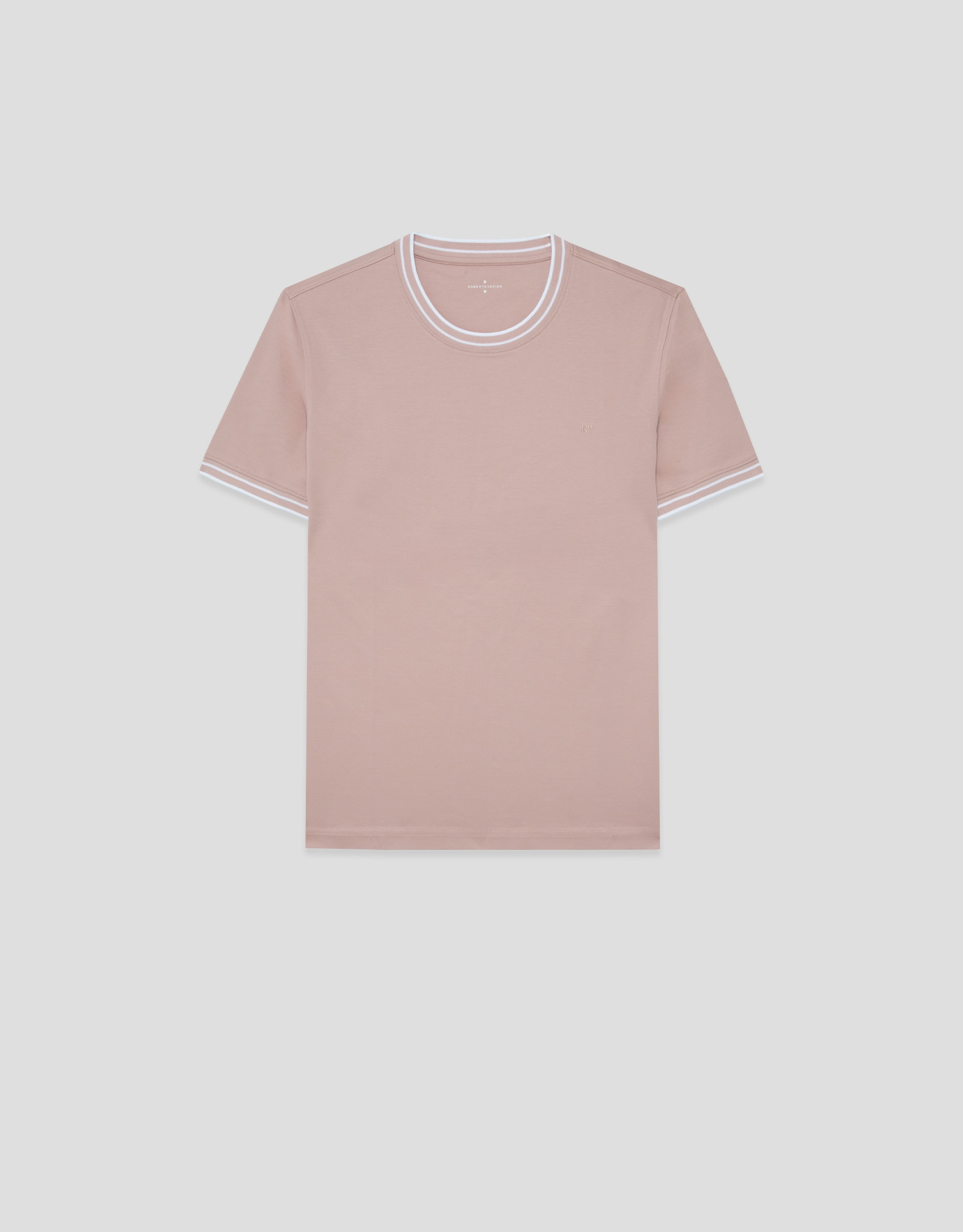 Camiseta manga corta mercerizado rosa rib blanco | Roberto Verino