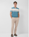 Polo tricotado rayas azul verdoso/blanco | Roberto Verino