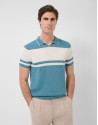 Polo tricotado rayas azul verdoso/blanco | Roberto Verino