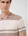 Mink blue/white striped knitted polo shirt | Roberto Verino