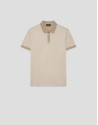Polo jacquard mercerizado tricolor camel/blanco | Roberto Verino