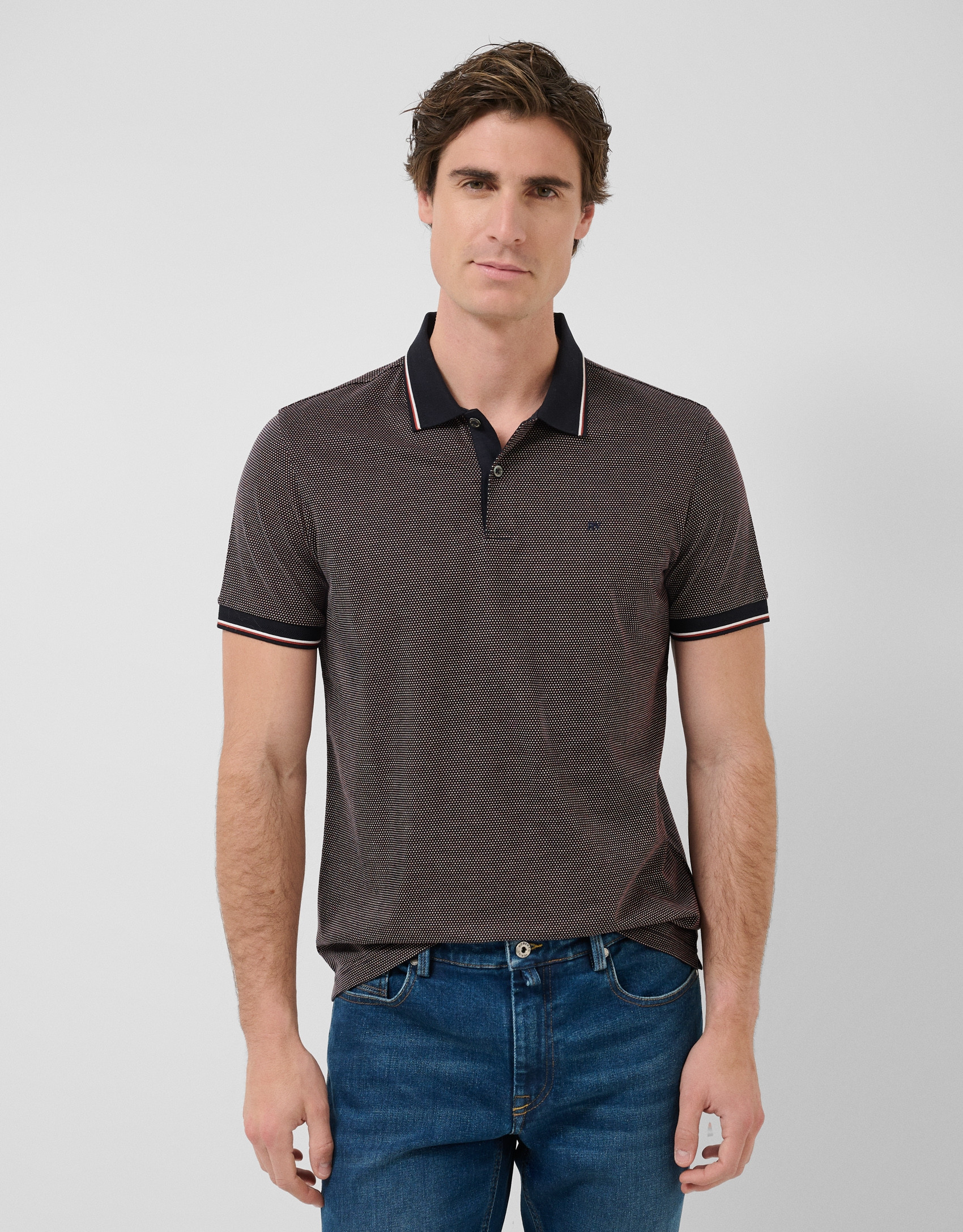 Polo jacquard mercerizado tricolor ... | Roberto Verino