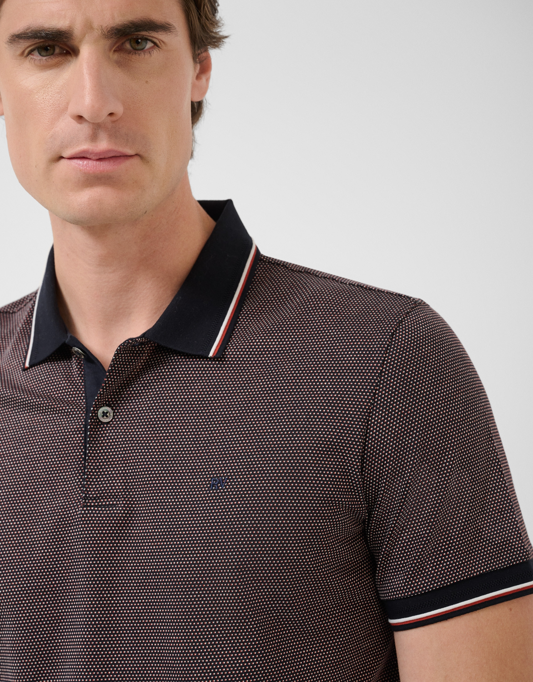 Polo jacquard mercerizado tricolor ... | Roberto Verino