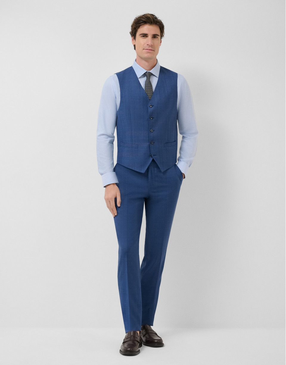Ink blue checked waistcoat - Man - SS2026 | Roberto Verino