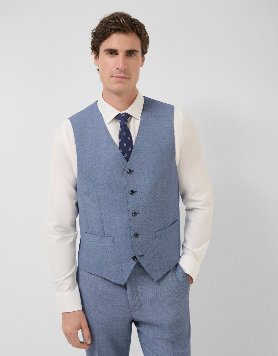 Blue-grey bird's eye waistcoat - Man - SS2026 | Roberto Verino