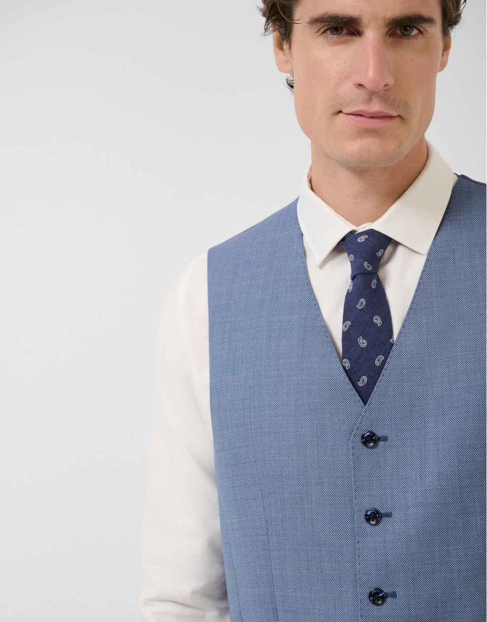 Blue-grey bird's eye waistcoat - Man - SS2026 | Roberto Verino