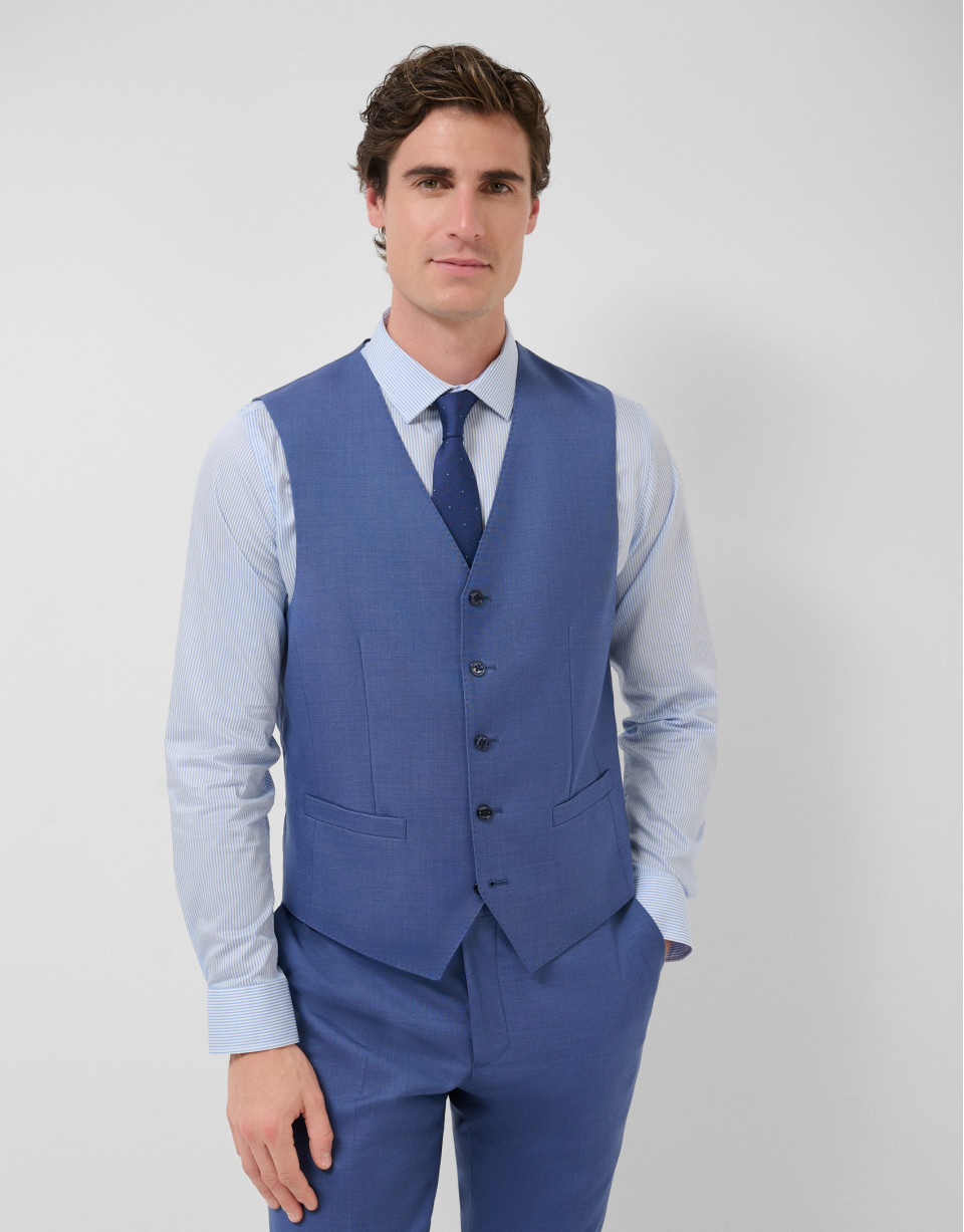 Plain greyish blue wool waistcoat - Man | Roberto Verino