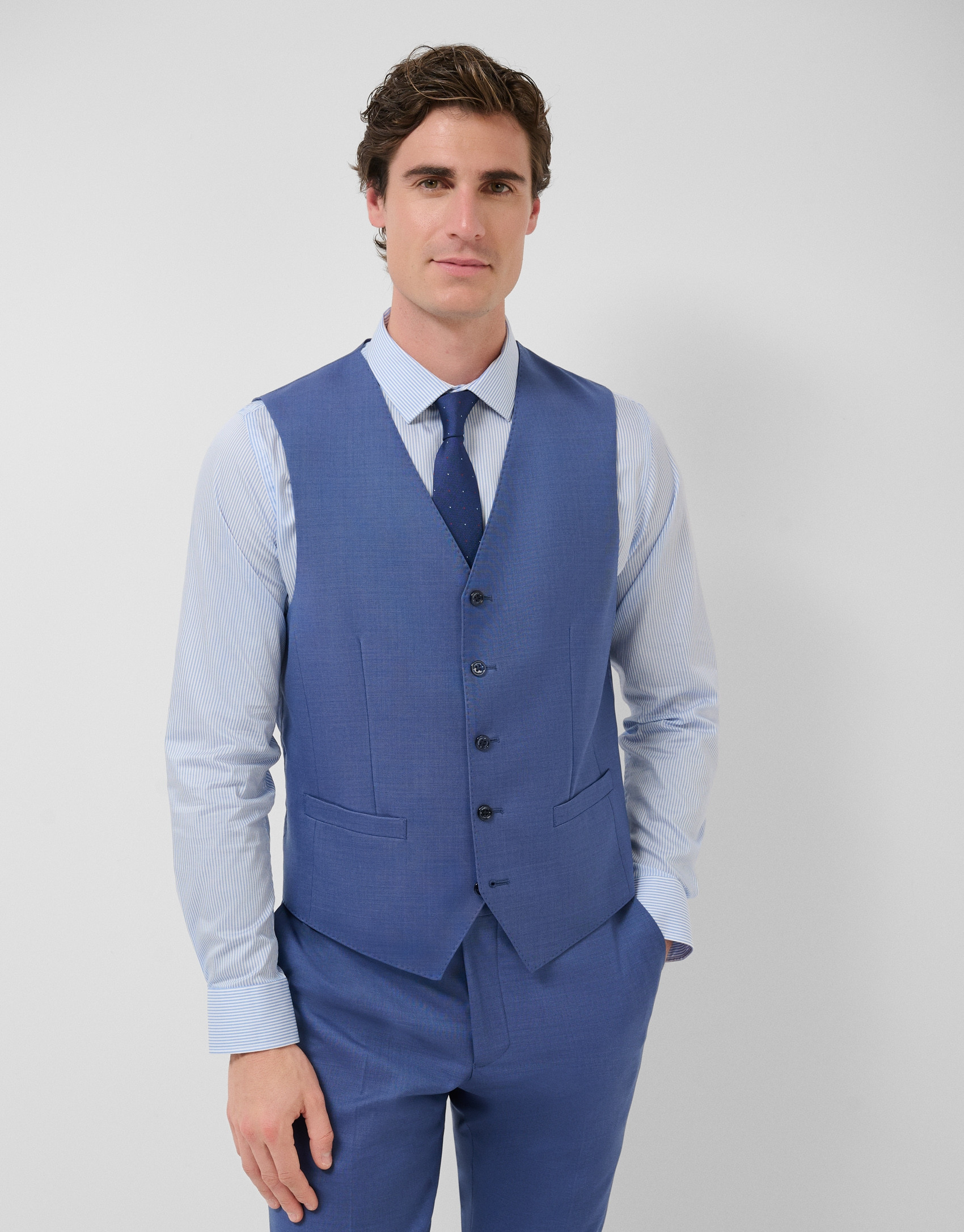 Chaleco de traje lana azul grisáceo - Hombre | Roberto Verino