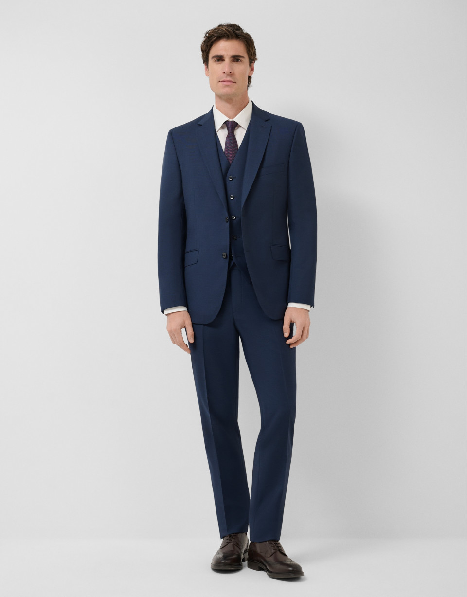 Navy blue wool faux plain dress waistcoat - Man | Roberto Verino
