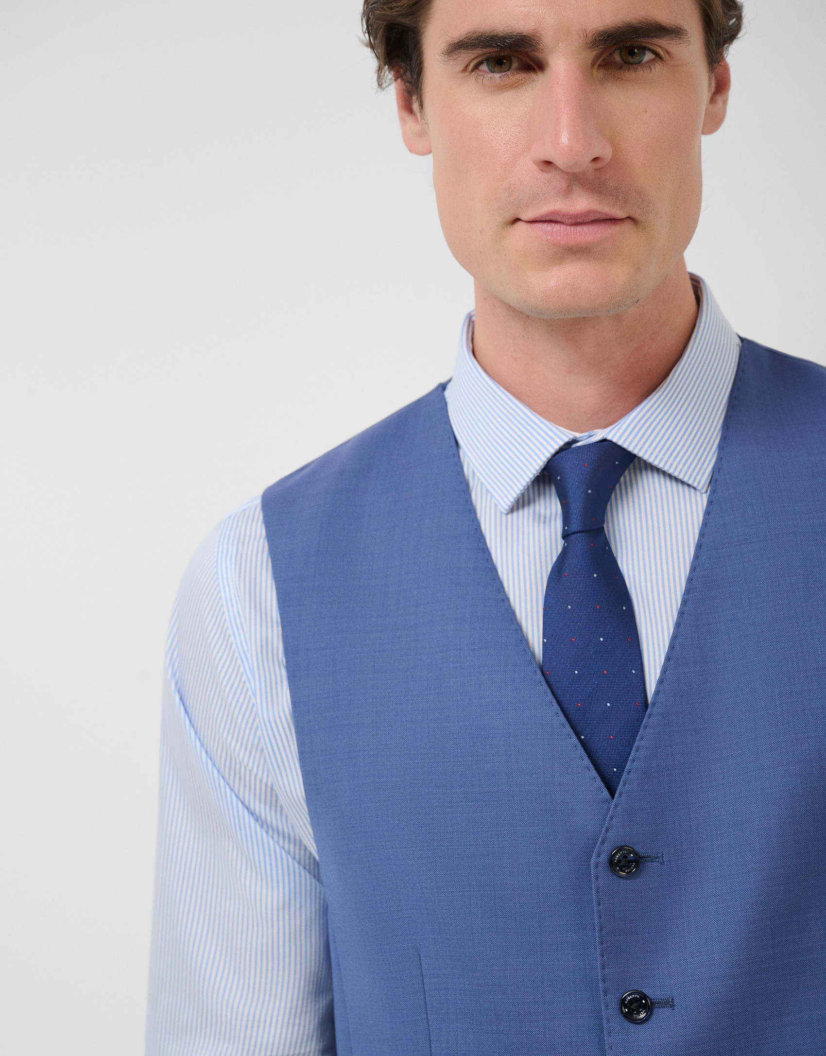 Plain greyish blue wool waistcoat - Man | Roberto Verino