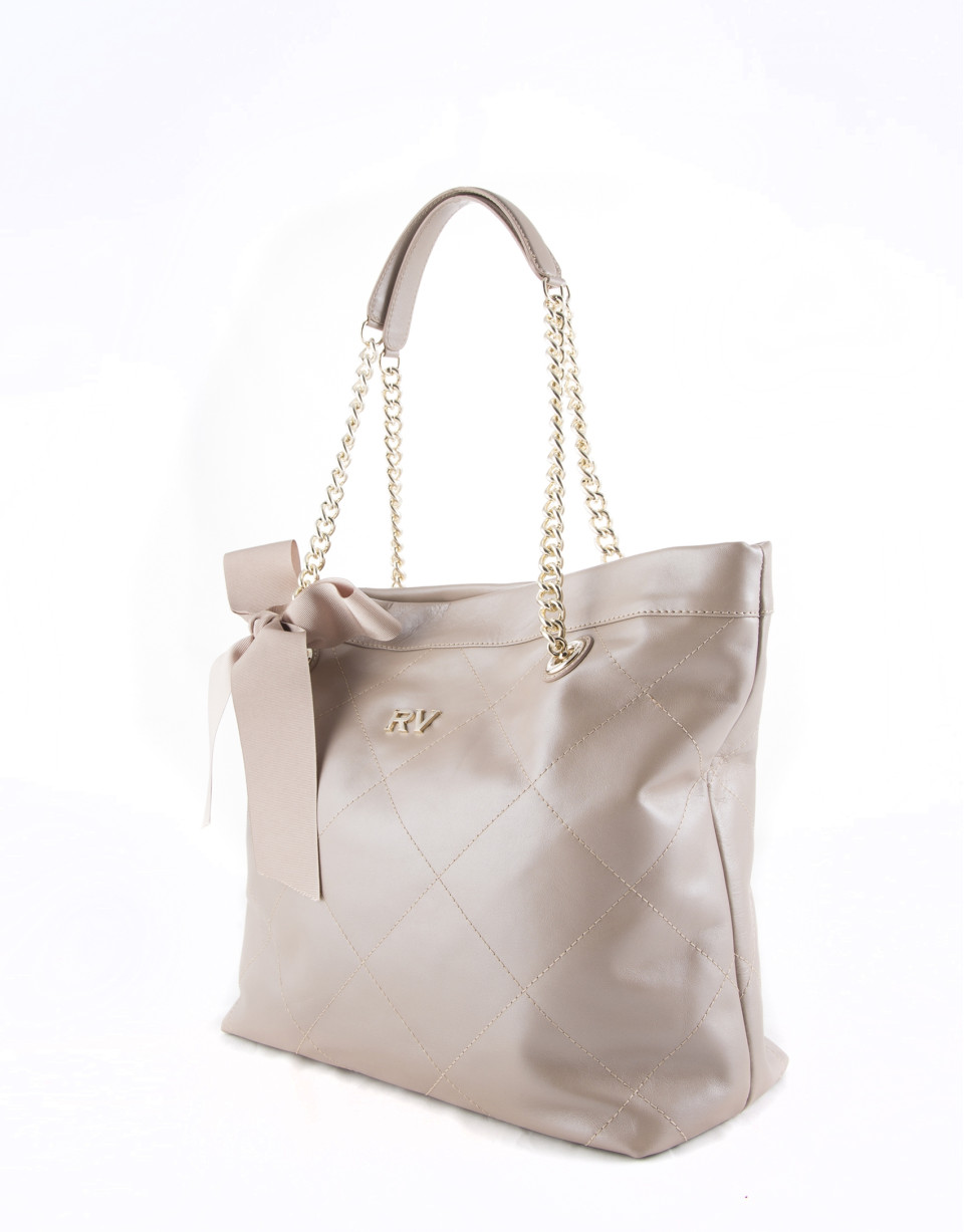 Pearl leather Ariadna shopping bag 
