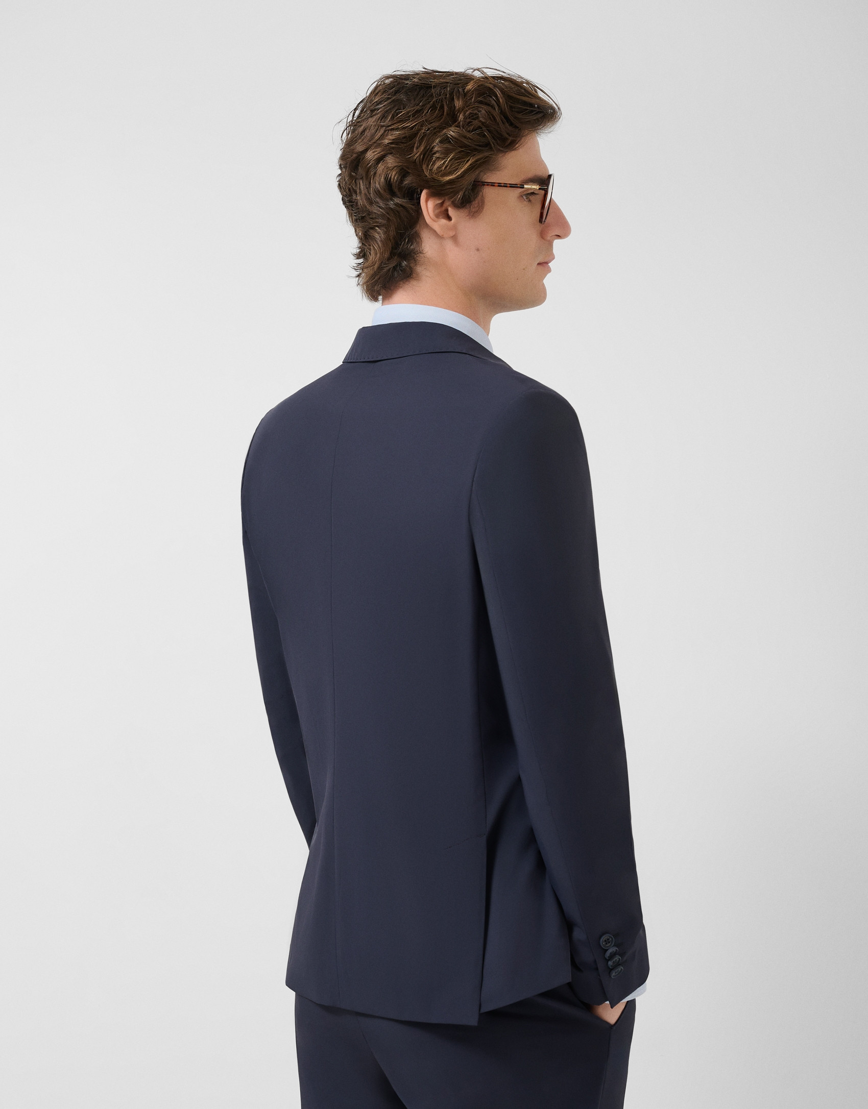 Navy blue technical fabric blazer - Man | Roberto Verino