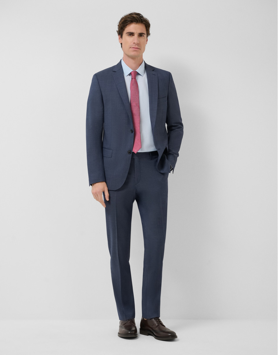 Slim fit half canvas suit in navy blue faux ... | Roberto Verino
