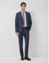 Slim fit half canvas suit in navy blue faux ... | Roberto Verino