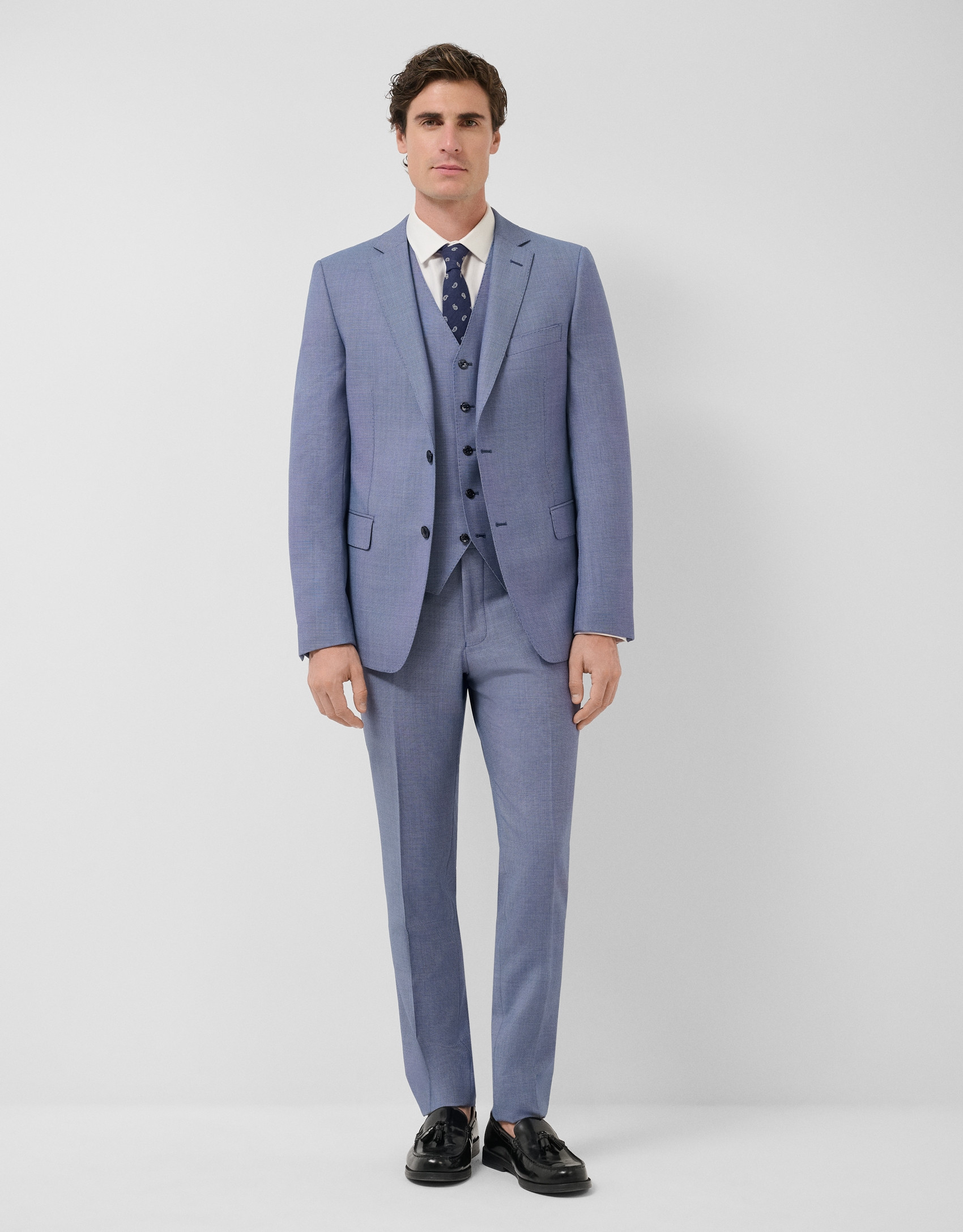 Traje half canvas slim fit ojo perdiz azul ... | Roberto Verino