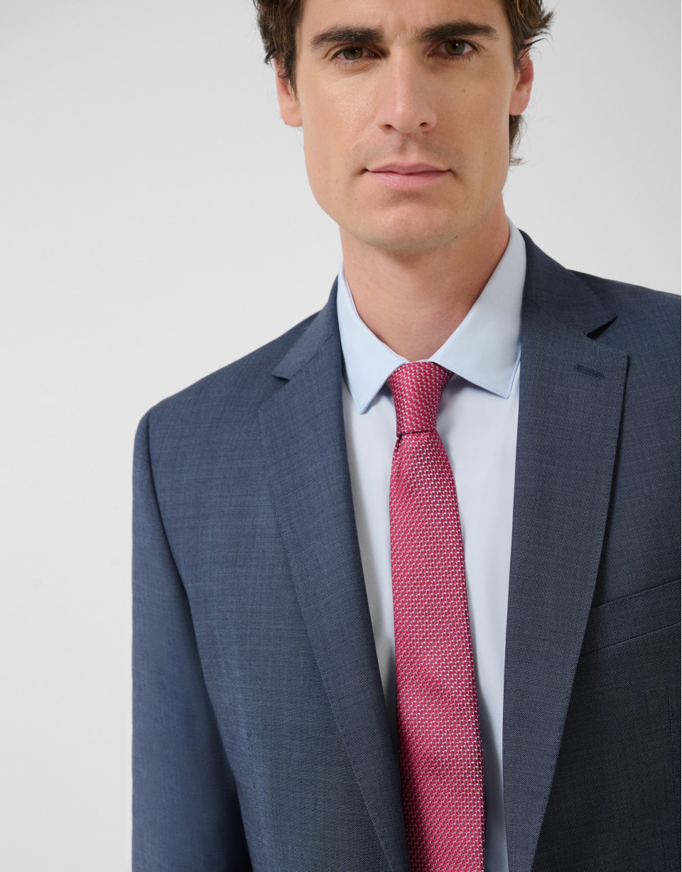 Slim fit half canvas suit in navy blue faux ... | Roberto Verino