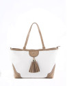 White and camel Marcela shopping bag 