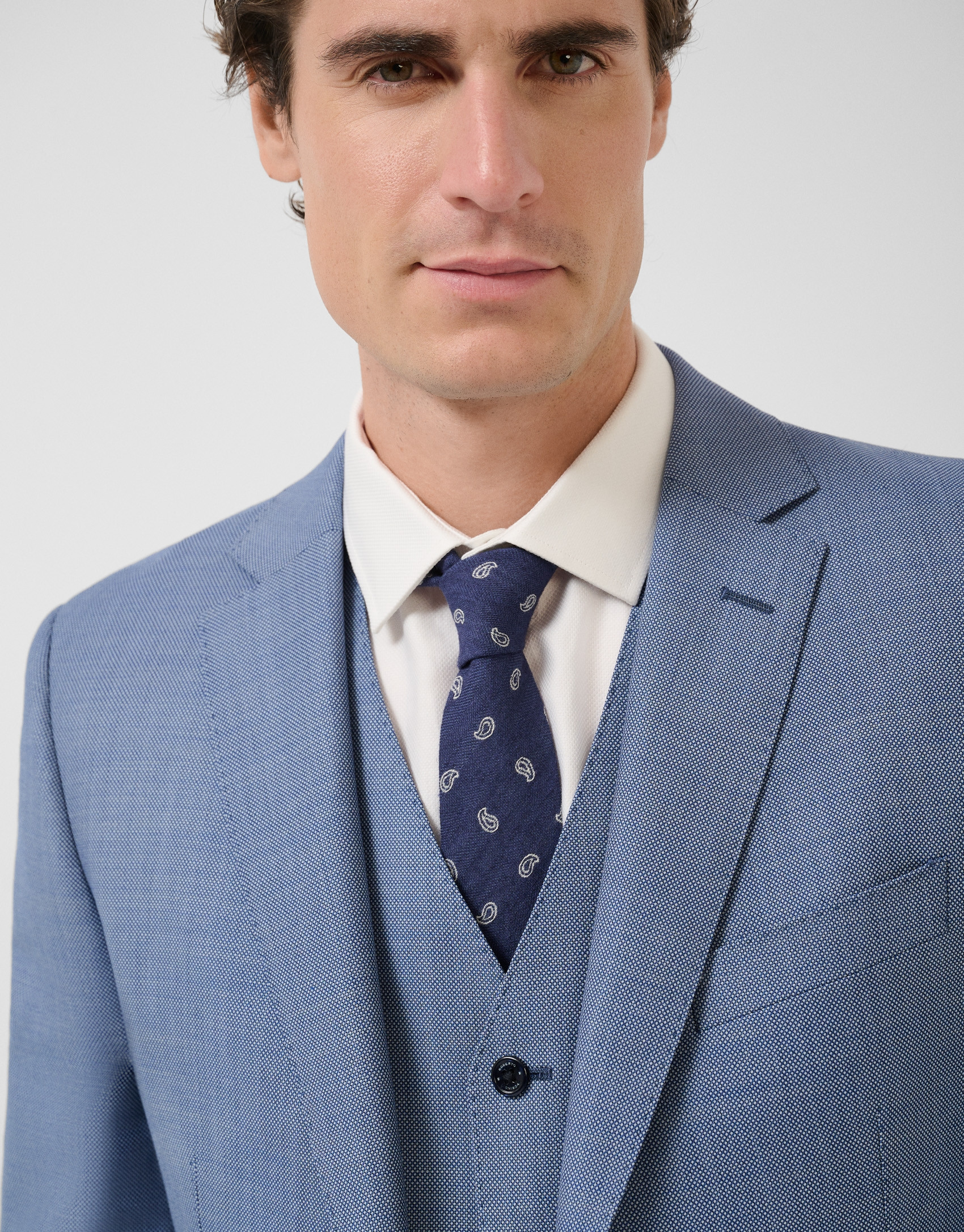 Traje half canvas slim fit ojo perdiz azul ... | Roberto Verino