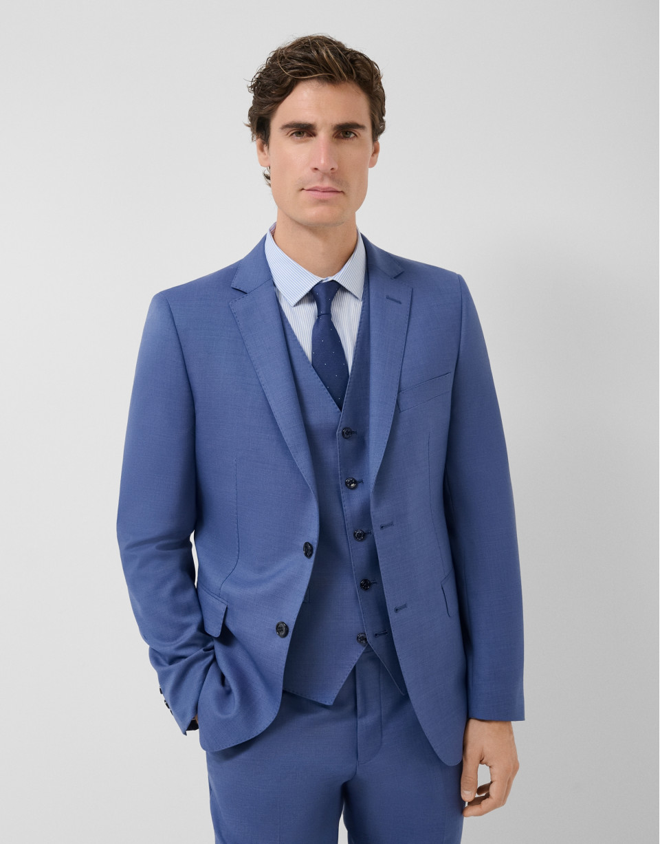 Half canvas slim fit suit in plain blue-grey | Roberto Verino
