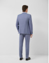 Half canvas slim fit suit in blue-grey bird's... | Roberto Verino