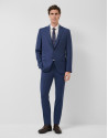 Half canvas slim fit suit in blue bird's eye | Roberto Verino