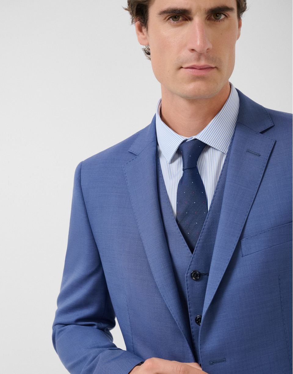 Half canvas slim fit suit in plain blue-grey | Roberto Verino