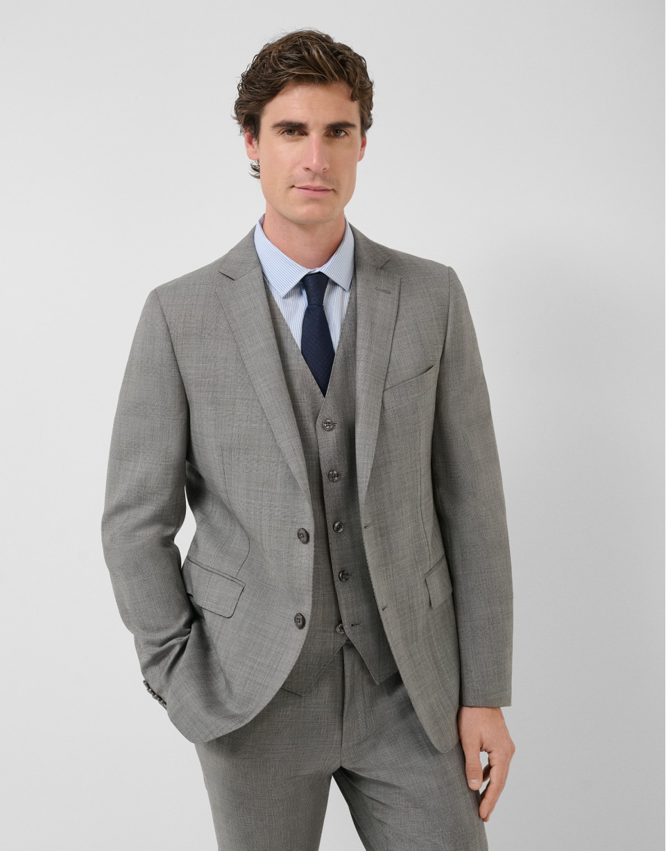 Traje half canvas slim fit cuadros tonos grises | Roberto Verino