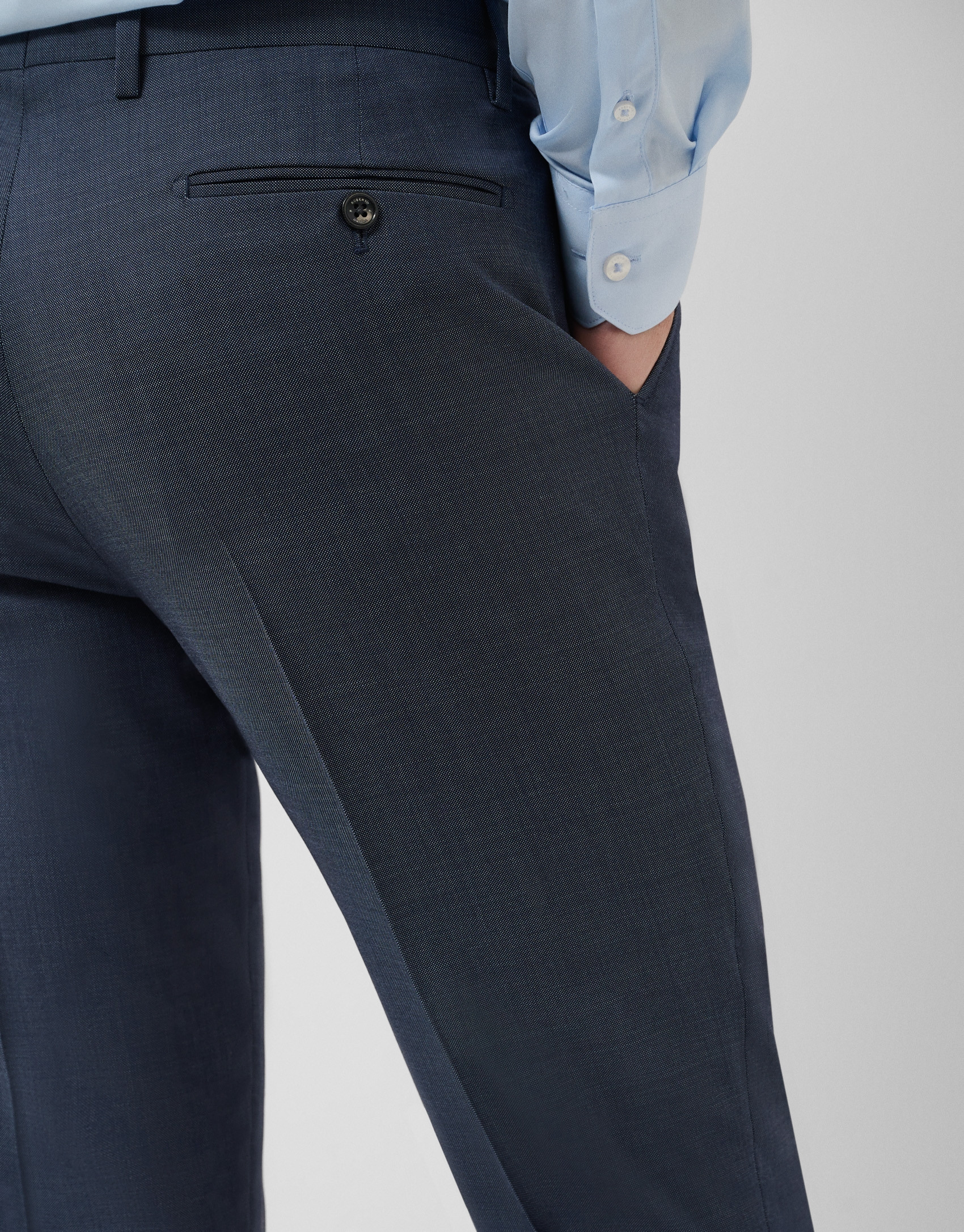 Slim fit half canvas suit in navy blue faux ... | Roberto Verino