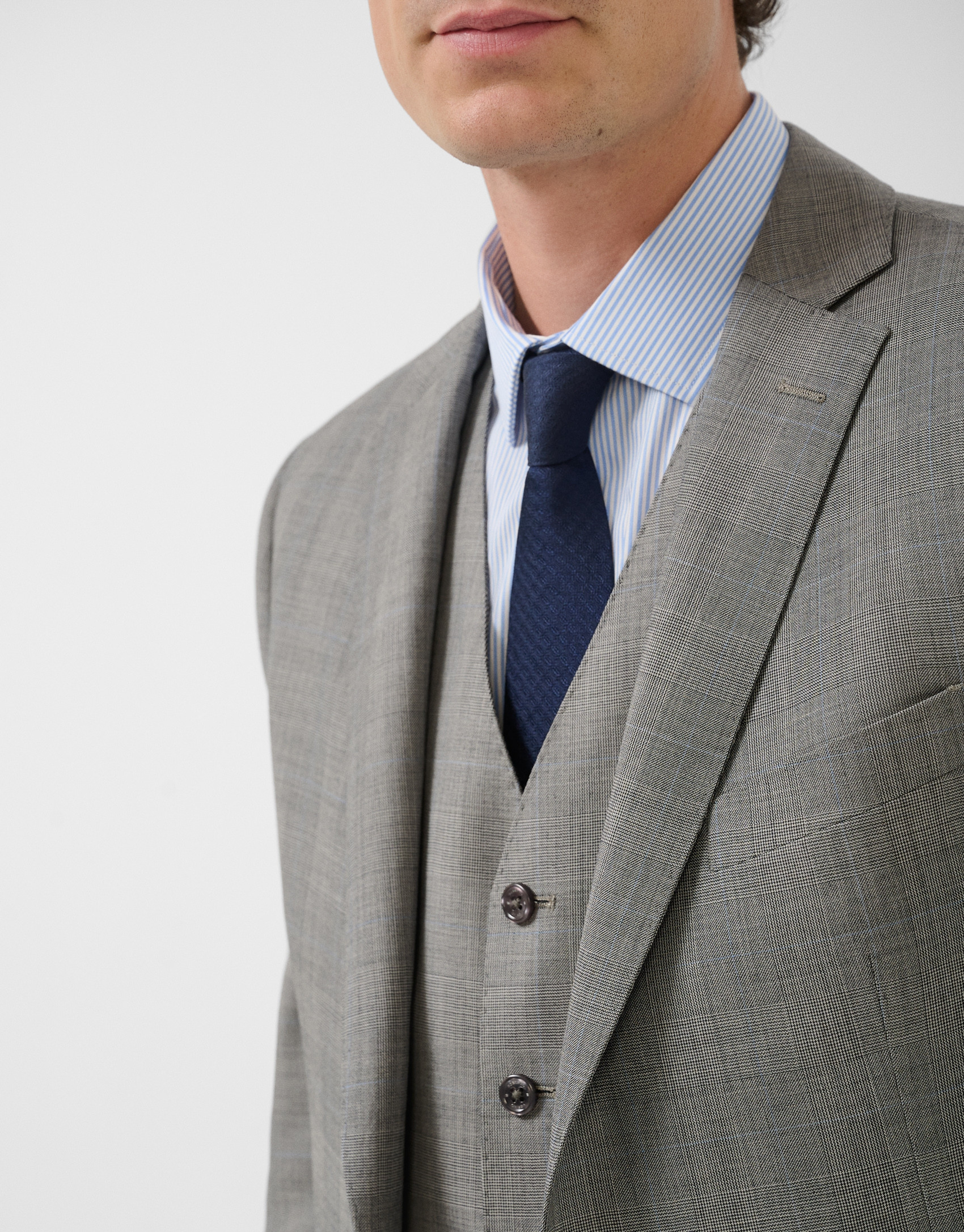 Traje half canvas slim fit cuadros tonos grises | Roberto Verino